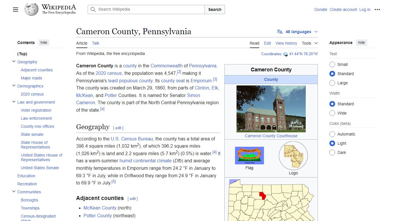 Cameron County, Pennsylvania - Wikipedia